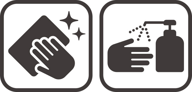 お客様の入れ替え時は毎回、アルコール消毒液を使用して手がふれる備品・撮影セットの拭き掃除を実施いたします。